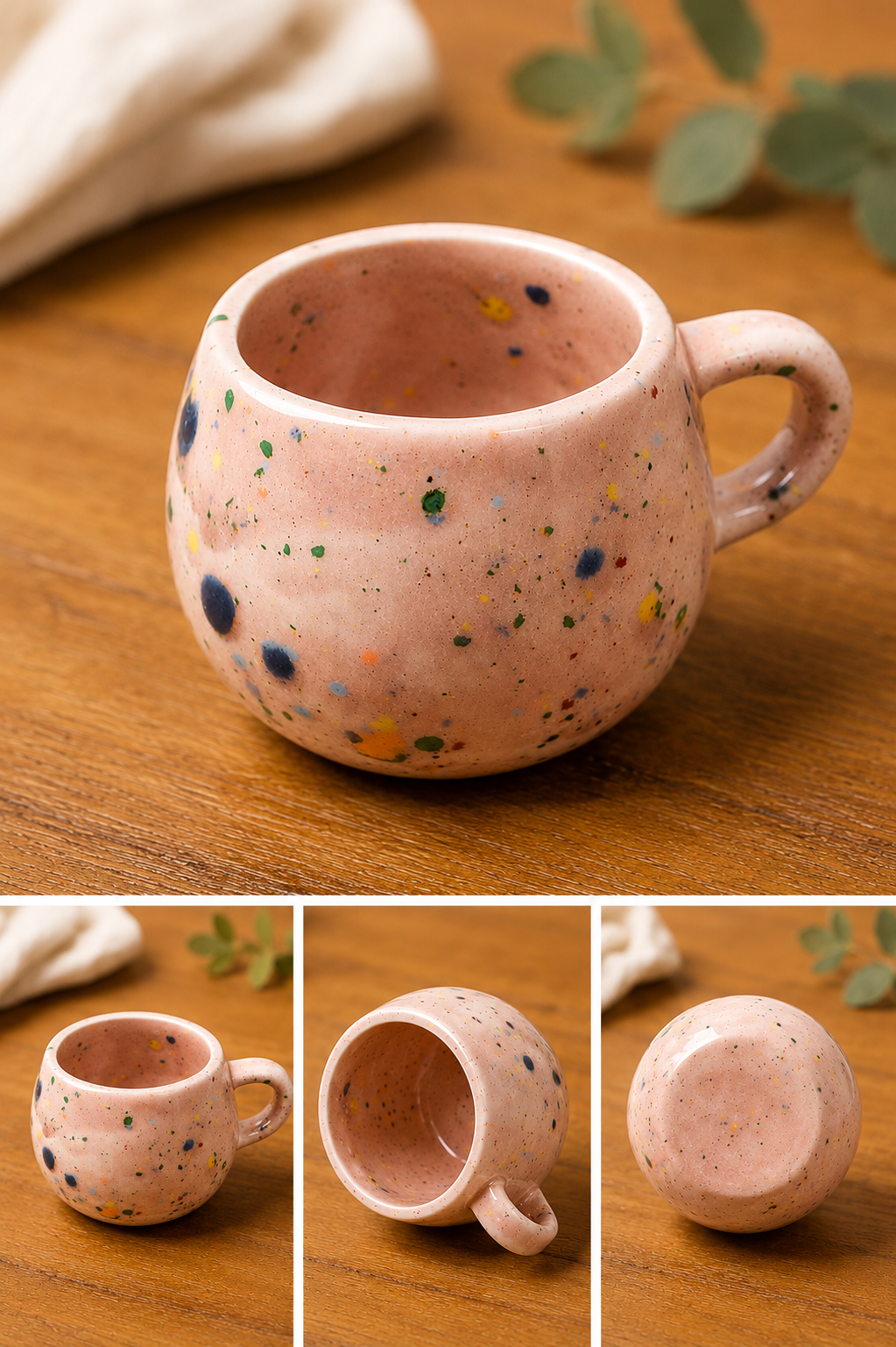 Tasse artisanale Confetti Rose - Le compagnon de vos pauses café