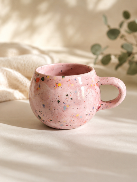 Tasse artisanale Confetti Rose - Le compagnon de vos pauses café